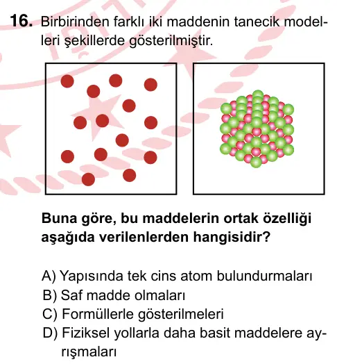 7. Sınıf Fen Bilimleri 2022 İOKBS Bursluluk Sınavı 16. Soru görseli