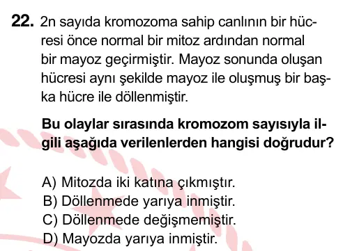 7. Sınıf Fen Bilimleri 2022 İOKBS Bursluluk Sınavı 22. Soru görseli