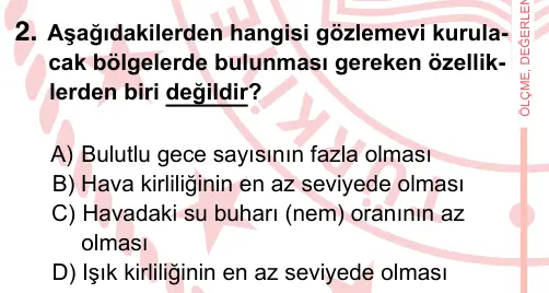 7. Sınıf Fen Bilimleri 2022 İOKBS Bursluluk Sınavı 2. Soru görseli