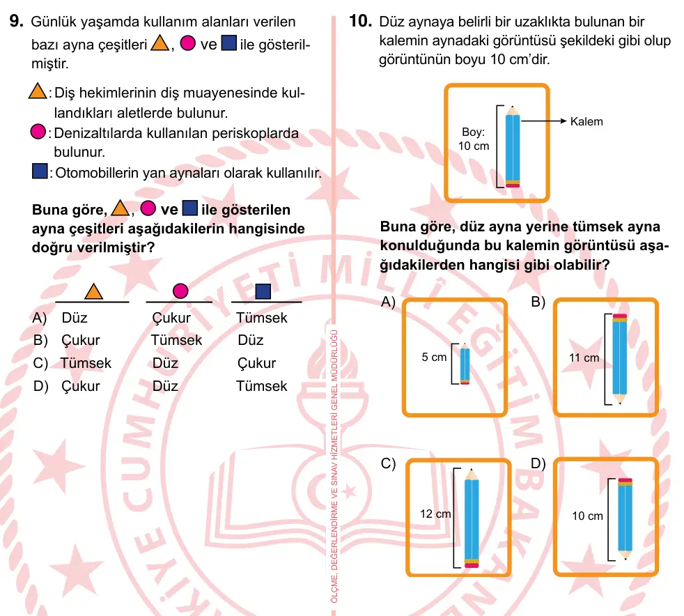7. Sınıf Fen Bilimleri 2022 İOKBS Bursluluk Sınavı 9. Soru görseli