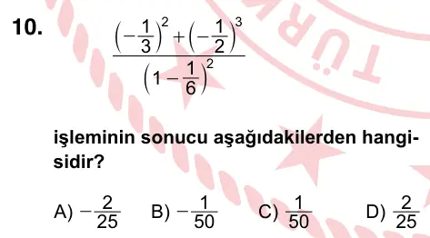 7. Sınıf Matematik 2022 İOKBS Bursluluk Sınavı 10. Soru görseli
