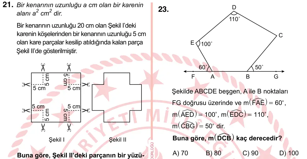 7. Sınıf Matematik 2022 İOKBS Bursluluk Sınavı 23. Soru görseli