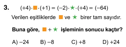 7. Sınıf Matematik 2022 İOKBS Bursluluk Sınavı 3. Soru görseli