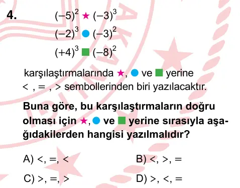 7. Sınıf Matematik 2022 İOKBS Bursluluk Sınavı 4. Soru görseli