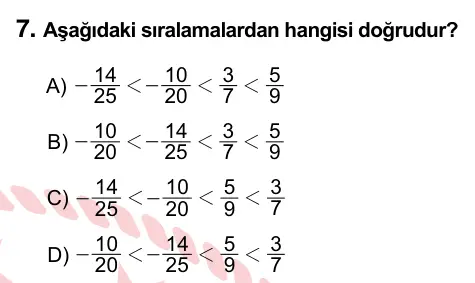 7. Sınıf Matematik 2022 İOKBS Bursluluk Sınavı 7. Soru görseli