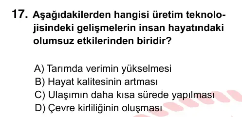 7. Sınıf Sosyal Bilgiler 2022 İOKBS Bursluluk Sınavı 17. Soru görseli