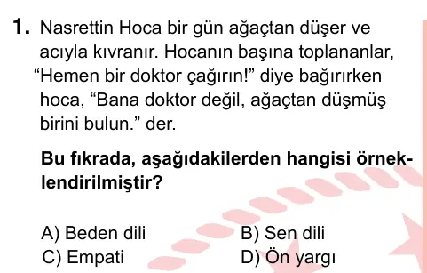 7. Sınıf Sosyal Bilgiler 2022 İOKBS Bursluluk Sınavı 1. Soru görseli