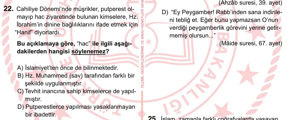 7. Sınıf Sosyal Bilgiler 2022 İOKBS Bursluluk Sınavı 22. Soru görseli