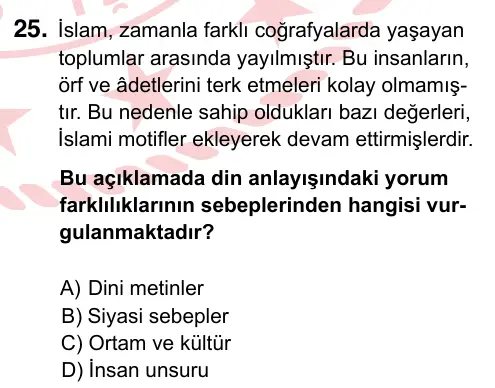 7. Sınıf Sosyal Bilgiler 2022 İOKBS Bursluluk Sınavı 25. Soru görseli (1/3)