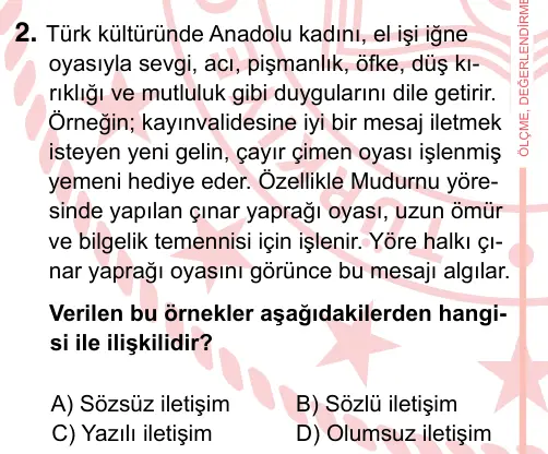 7. Sınıf Sosyal Bilgiler 2022 İOKBS Bursluluk Sınavı 2. Soru görseli