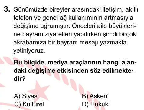 7. Sınıf Sosyal Bilgiler 2022 İOKBS Bursluluk Sınavı 3. Soru görseli