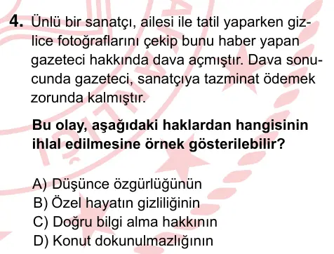 7. Sınıf Sosyal Bilgiler 2022 İOKBS Bursluluk Sınavı 4. Soru görseli