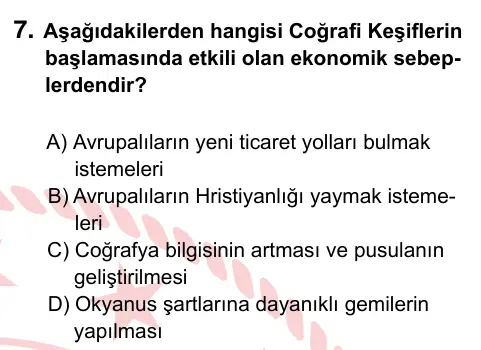 7. Sınıf Sosyal Bilgiler 2022 İOKBS Bursluluk Sınavı 7. Soru görseli