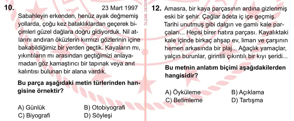 7. Sınıf Türkçe 2022 İOKBS Bursluluk Sınavı 10. Soru görseli