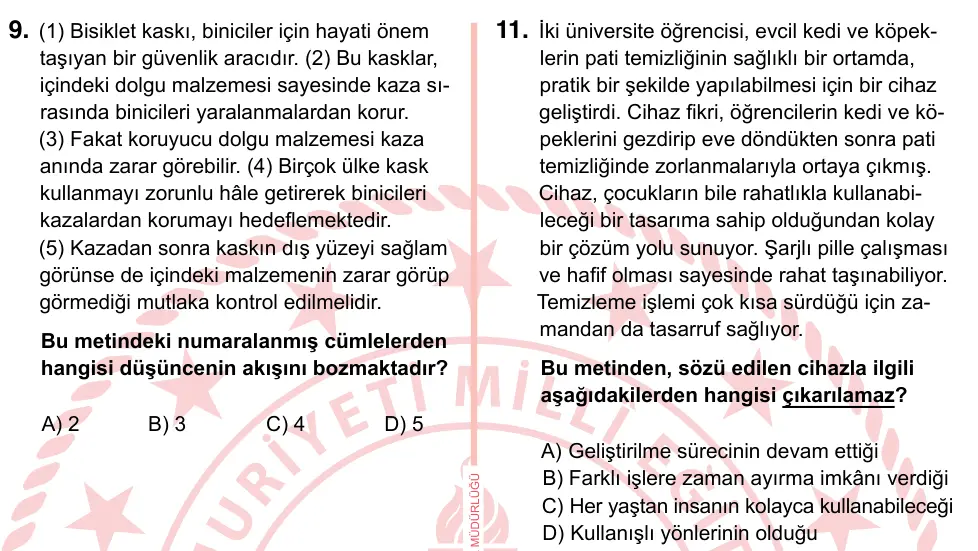 7. Sınıf Türkçe 2022 İOKBS Bursluluk Sınavı 11. Soru görseli