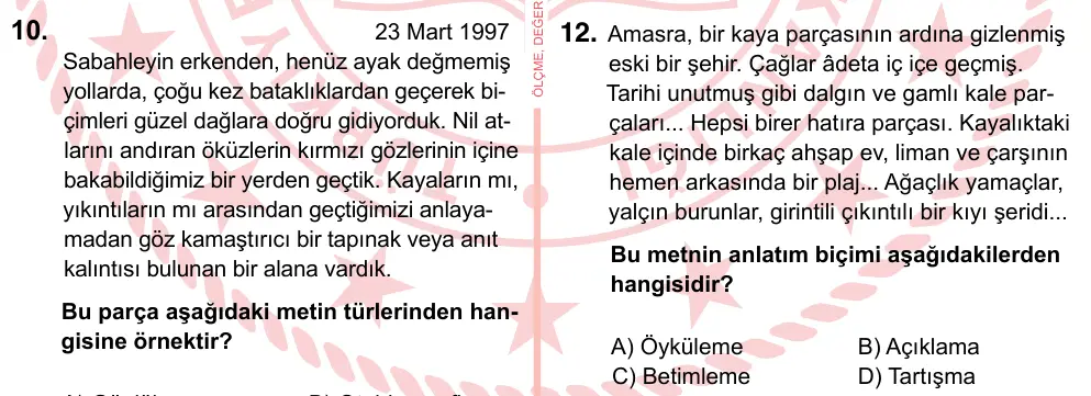 7. Sınıf Türkçe 2022 İOKBS Bursluluk Sınavı 12. Soru görseli