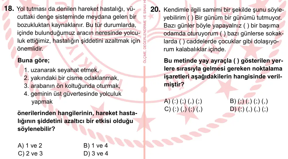 7. Sınıf Türkçe 2022 İOKBS Bursluluk Sınavı 18. Soru görseli