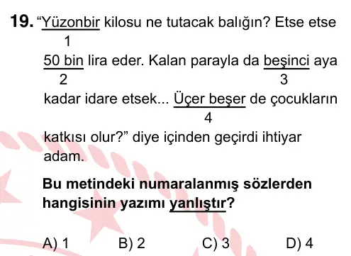 7. Sınıf Türkçe 2022 İOKBS Bursluluk Sınavı 19. Soru görseli