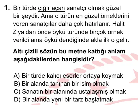 7. Sınıf Türkçe 2022 İOKBS Bursluluk Sınavı 1. Soru görseli