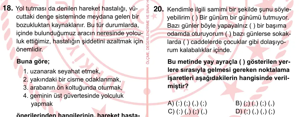 7. Sınıf Türkçe 2022 İOKBS Bursluluk Sınavı 20. Soru görseli