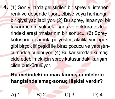 7. Sınıf Türkçe 2022 İOKBS Bursluluk Sınavı 4. Soru görseli