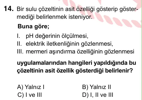 8. Sınıf ve Hazırlık Fen Bilimleri 2022 İOKBS Bursluluk Sınavı 14. Soru görseli