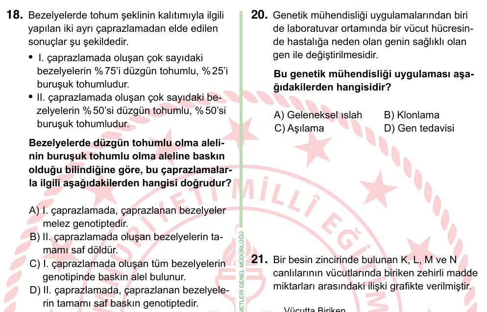 8. Sınıf ve Hazırlık Fen Bilimleri 2022 İOKBS Bursluluk Sınavı 18. Soru görseli