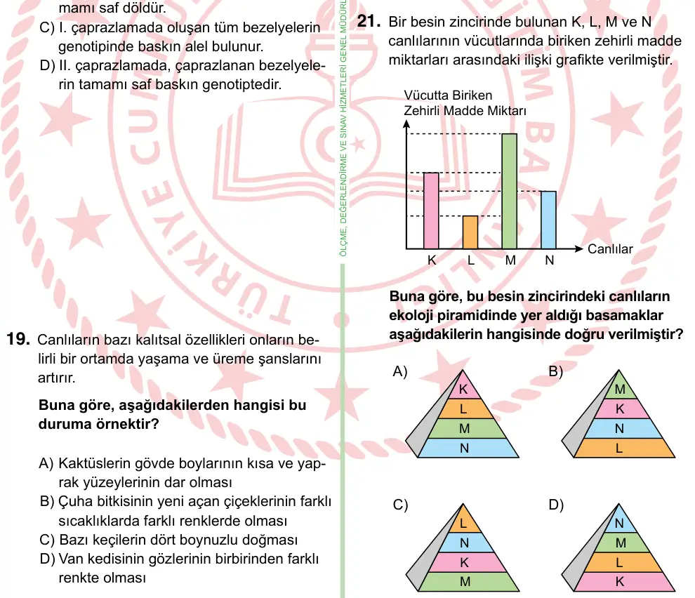 8. Sınıf ve Hazırlık Fen Bilimleri 2022 İOKBS Bursluluk Sınavı 21. Soru görseli