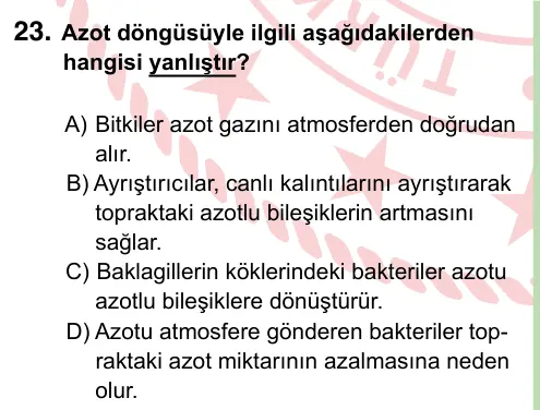 8. Sınıf ve Hazırlık Fen Bilimleri 2022 İOKBS Bursluluk Sınavı 23. Soru görseli