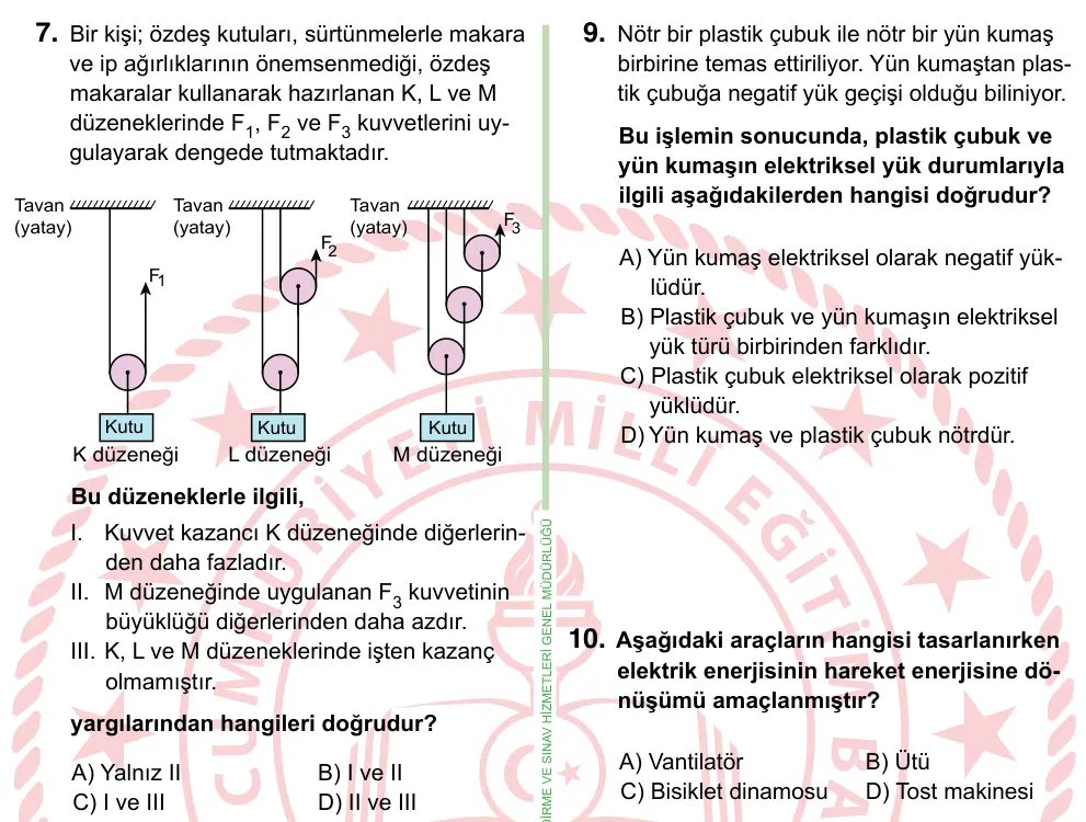 8. Sınıf ve Hazırlık Fen Bilimleri 2022 İOKBS Bursluluk Sınavı 7. Soru görseli
