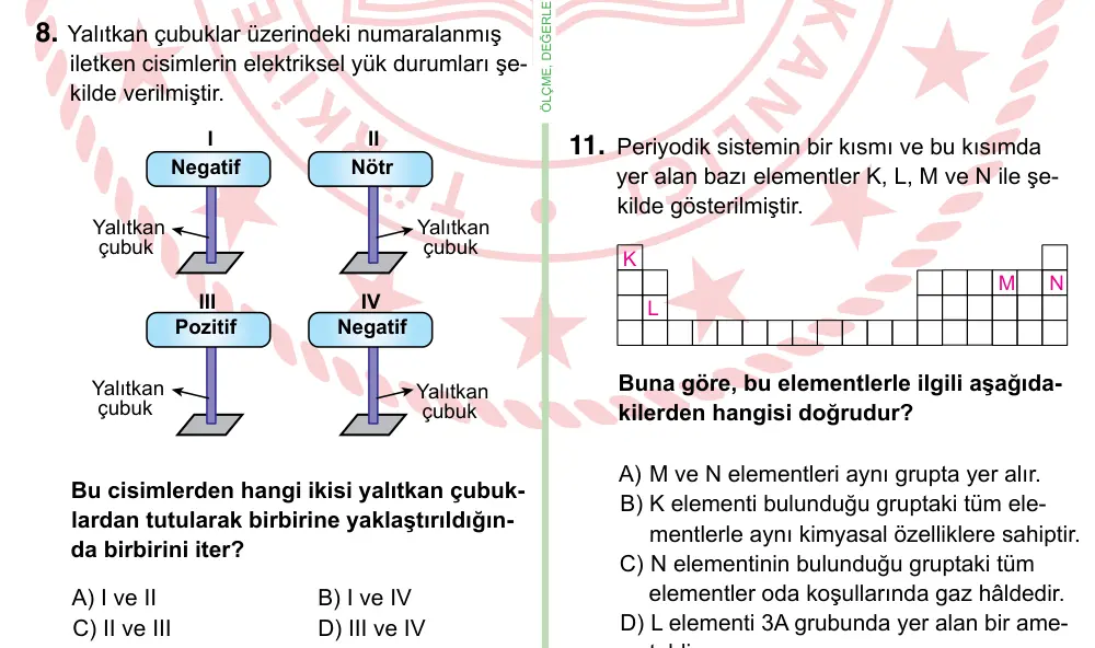 8. Sınıf ve Hazırlık Fen Bilimleri 2022 İOKBS Bursluluk Sınavı 8. Soru görseli