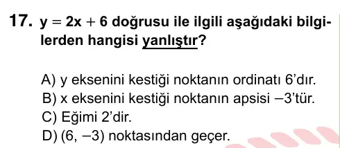 8. Sınıf ve Hazırlık Matematik 2022 İOKBS Bursluluk Sınavı 17. Soru görseli