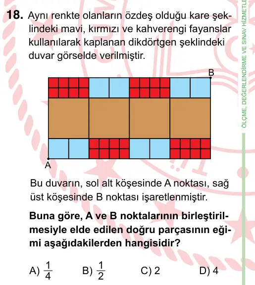 8. Sınıf ve Hazırlık Matematik 2022 İOKBS Bursluluk Sınavı 18. Soru görseli