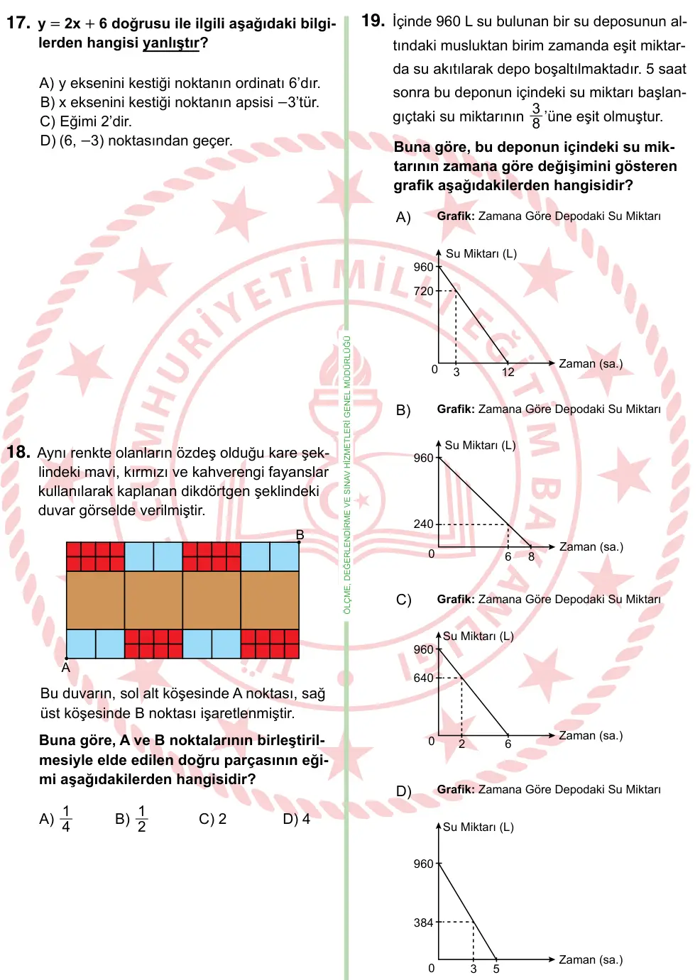 8. Sınıf ve Hazırlık Matematik 2022 İOKBS Bursluluk Sınavı 19. Soru görseli