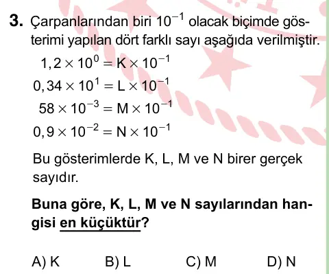 8. Sınıf ve Hazırlık Matematik 2022 İOKBS Bursluluk Sınavı 3. Soru görseli