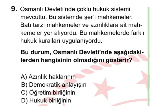 8. Sınıf ve Hazırlık Sosyal Bilgiler 2022 İOKBS Bursluluk Sınavı 9. Soru görseli
