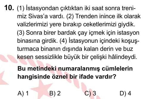8. Sınıf ve Hazırlık Türkçe 2022 İOKBS Bursluluk Sınavı 10. Soru görseli