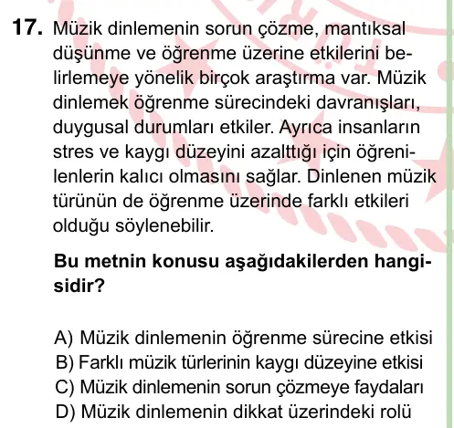 8. Sınıf ve Hazırlık Türkçe 2022 İOKBS Bursluluk Sınavı 17. Soru görseli