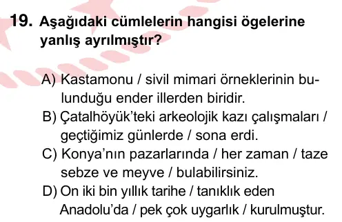 8. Sınıf ve Hazırlık Türkçe 2022 İOKBS Bursluluk Sınavı 19. Soru görseli