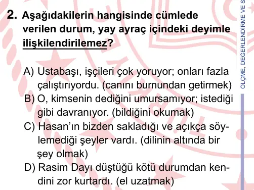 9, 10, 11. Sınıf Türk Dili ve Edebiyatı 2022 İOKBS Bursluluk Sınavı 2. Soru görseli