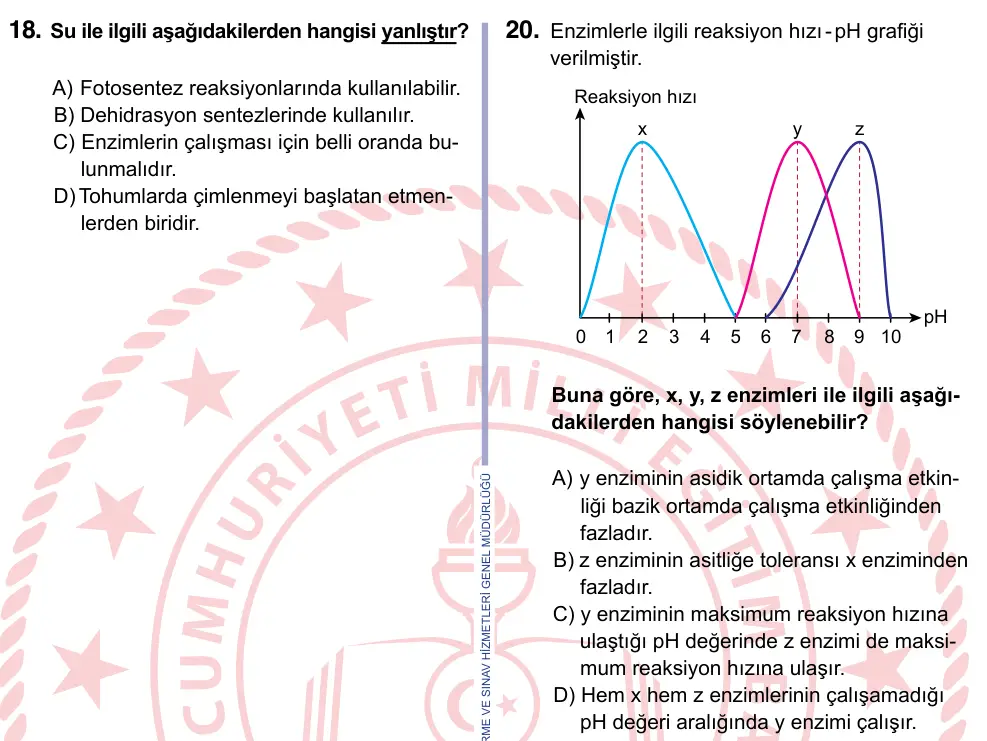 9, 10, 11. Sınıf Fen Bilimleri 2022 İOKBS Bursluluk Sınavı 20. Soru görseli