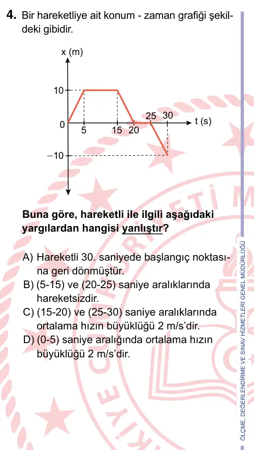 9, 10, 11. Sınıf Fen Bilimleri 2022 İOKBS Bursluluk Sınavı 4. Soru görseli
