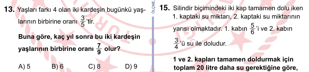 9, 10, 11. Sınıf Matematik 2022 İOKBS Bursluluk Sınavı 13. Soru görseli
