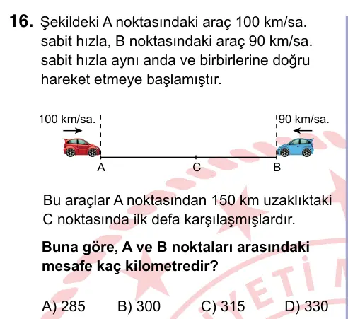 9, 10, 11. Sınıf Matematik 2022 İOKBS Bursluluk Sınavı 16. Soru görseli
