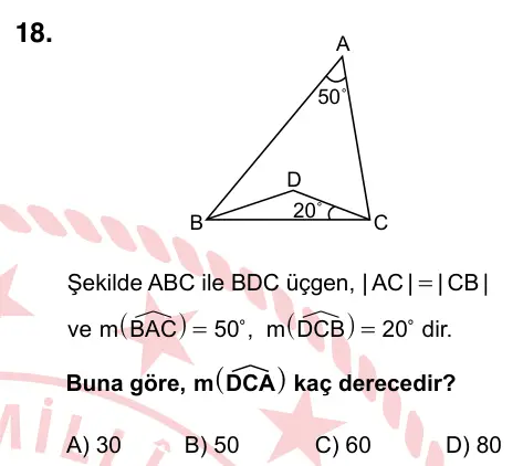 9, 10, 11. Sınıf Matematik 2022 İOKBS Bursluluk Sınavı 18. Soru görseli