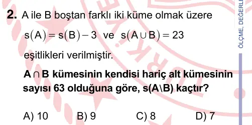 9, 10, 11. Sınıf Matematik 2022 İOKBS Bursluluk Sınavı 2. Soru görseli