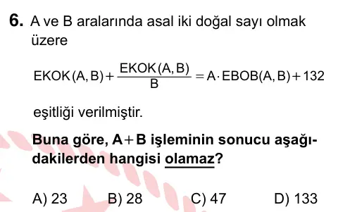 9, 10, 11. Sınıf Matematik 2022 İOKBS Bursluluk Sınavı 6. Soru görseli