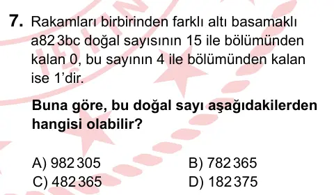 9, 10, 11. Sınıf Matematik 2022 İOKBS Bursluluk Sınavı 7. Soru görseli