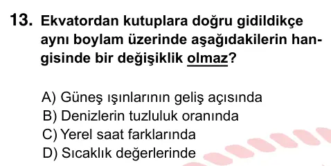 9, 10, 11. Sınıf Sosyal Bilgiler 2022 İOKBS Bursluluk Sınavı 13. Soru görseli