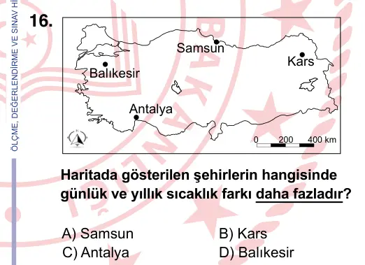 9, 10, 11. Sınıf Sosyal Bilgiler 2022 İOKBS Bursluluk Sınavı 16. Soru görseli